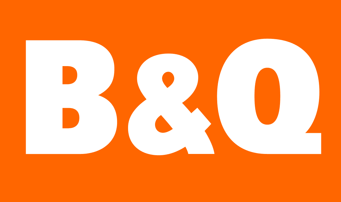 A orange background with white letters that say b & o.